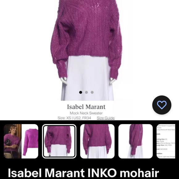 Isabel Marant INKO mohair 34 US2 XS/S sweater purple pink raspberry wool celebri - Picture 3 of 6